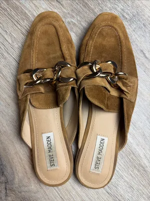 Steve Madden Cassady Tan Suede Chain-Accent Mules Size 8.5 M thumbnail 6