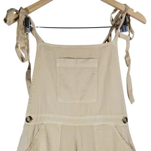 ASOS DESIGN Wide Leg Tie Strap Jumpsuit Tall Beige Cotton‎ Women's Size 0 thumbnail 4