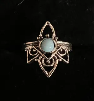 Women’s Stainless Steel Silver Faux Turquoise Ring Size 8 thumbnail 1