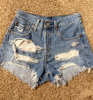 Levi’s 501 Denim Shorts Distressed thumbnail 1