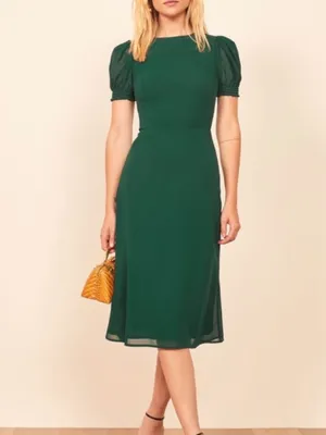 NWT Reformation Lee Dress Midi Emerald Green Size 6 thumbnail 2