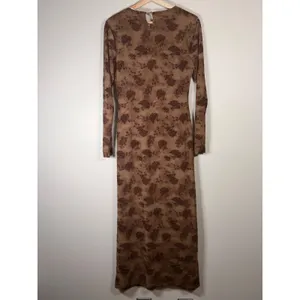 12th Tribe Casanova Brown Floral Mesh Maxi Dress Long Sleeve Brown Large Witchy thumbnail 5