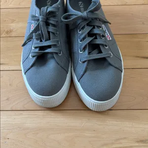Superga Gray Canvas Platform Sneakers thumbnail 4