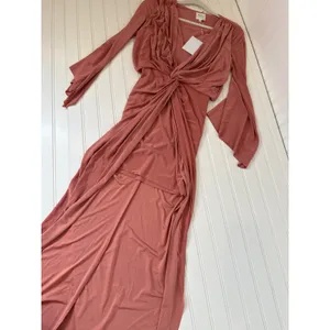 NWT Misa Los Angeles Teget Twisted Maxi Dress Blush Pink Long Sleeve Wedding XS thumbnail 8