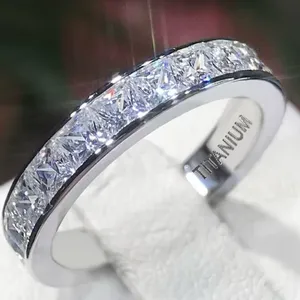 Women’s Luxury Collection Titanium Steel Cubic Zirconia Diamonds 4mm Band 6 thumbnail 2