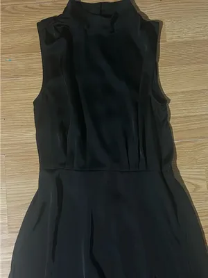 Btfbm Sleek Black Sleeveless Satiny Dress keyhole button closure ladies Med thumbnail 5