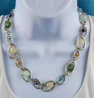 Premier Designs Multicolor Layered Beaded Charm Statement Necklace Silver Tone  thumbnail 6