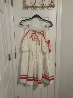 Free People 2pc Fischer White/Red Striped Crop Top & Skirt Set Womens XS thumbnail 4