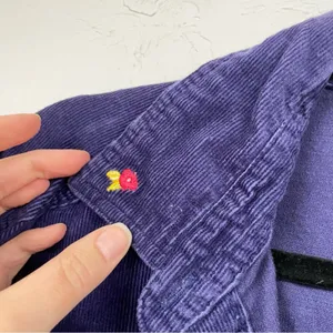 Vintage Disney Blue Corduroy Mickey & Minnie Embroidered Butterfly Down Shirt M thumbnail 4
