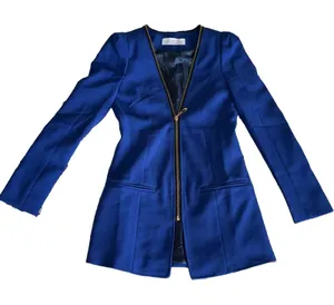Angel Made In Italy Cobalt Blue Zip Blazer Size Small Boutique thumbnail 1