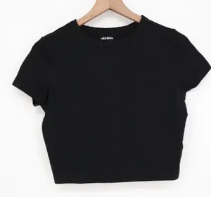 Wild Fable Womens Black Short Sleeve Crewneck Cropped Baby Tee Shirt Size M thumbnail 1