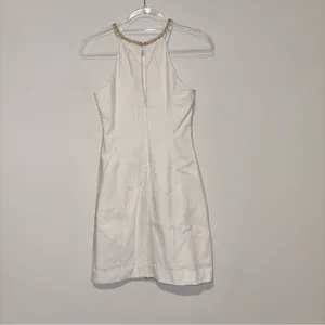 Lilly Pulitzer Parker Palm Shift Dress Resort Embroidery Halter white‎ gold 2 thumbnail 3