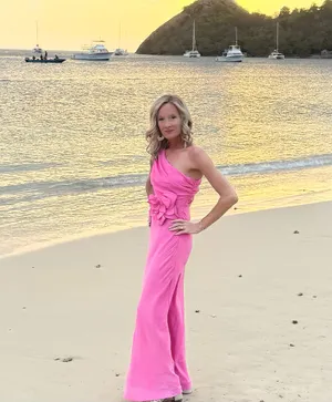 Pink one shoulder cut out maxi dress thumbnail 3