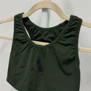 AARMY Racerback Sports Bra Small Logo Activewear‎ Workout Top Olive Green thumbnail 3