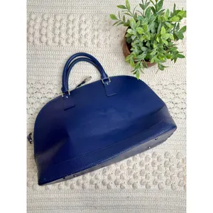 FIORE Women's Saffiano Leather Classic Dome Satchel Bag Made in Italy Navy thumbnail 3
