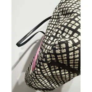 Kate Spade Small Harmony Black & Cream with Pink Accent Stripe 20x12" 9" Handl M thumbnail 9