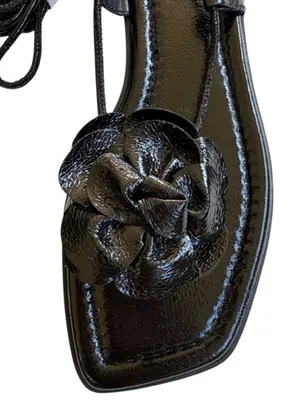 NEW INC. Intl. Concepts Macy's Gilma Flower Lace-sip Sandals Black Size 7.5 thumbnail 4