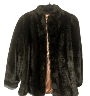 Vintage 60s Sears The Fashion Place Faux Fur Coat Black Satin Lined Mid Length‎ thumbnail 1