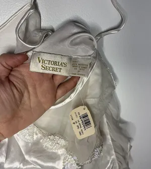 Victoria's Secret Women's Vintage 90s Embellished Teddy Lingerie Bodysuit Pearl thumbnail 8