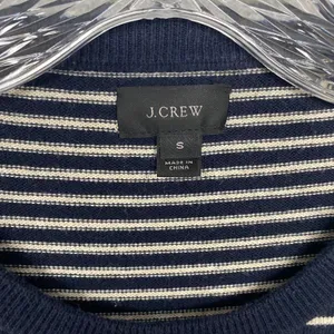 J Crew Sweater Womens Small Blue White Stripe Crew Cotton Pullover Nautical thumbnail 2