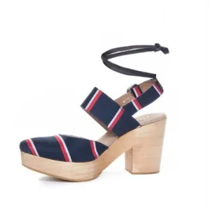 ‎Free People Monaco Boho navy striped wrap clog 39/9 thumbnail 3
