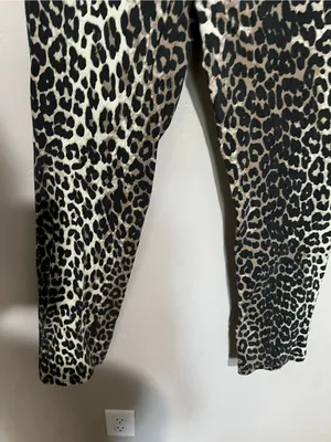 OAT New York Cheetah Leopard Print High‎ Rise Slim Straight Denim Jeans thumbnail 9