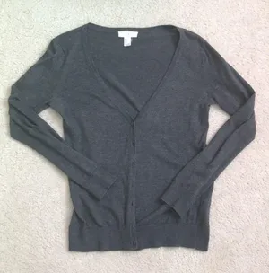 Grey Button Up Long Sleeve Cardigan thumbnail 1