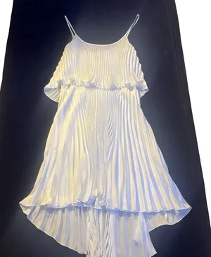 Cache High Low Accordion Pleated Dress Spaghetti Strap Size LARGE thumbnail 1