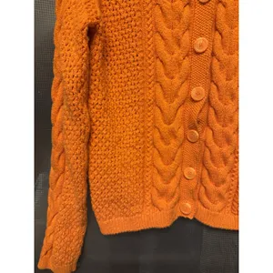 Vintage Liz Claiborne Vibrant Orange Cable Knit Button Front 90s Y2K SZ M Retro thumbnail 2