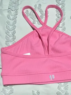 EleVen by Venus‎ Williams Pink Ribbed Double-Strap Sports Bra thumbnail 7