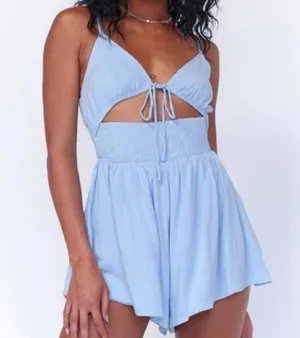 Princess Polly Light Blue Thalia Romper thumbnail 3