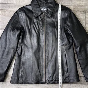 Gino Quality Leather Elegant Black Ladies Jacket Size L thumbnail 5