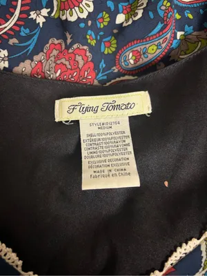 Flying Tomato Paisley Boho Babydoll Dress Size M | Embroidered Empire Waist thumbnail 3