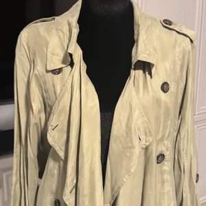 PNLP Sage Green Double Breasted Tie Waist Roll‎ Tab Sleeve Trench Lightweight thumbnail 5