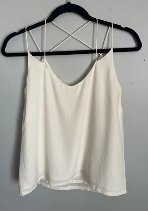 UNWIND.H Ivory Silk Spaghetti-Strap Cami Tank Top Sz S thumbnail 1