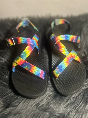 Chaco Rainbow Tie-Dye Strap Sport Sandal - Black Footbed Size 5 thumbnail 2
