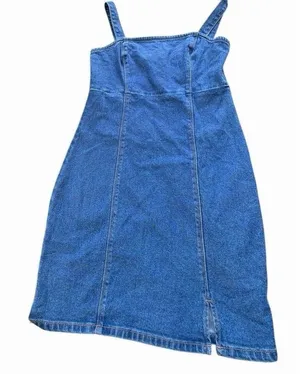 Hollister California Women Blue Denim Jean Sleeveless Dress XS Summer Denim thumbnail 1