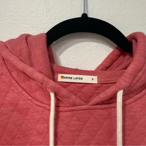 Marine Layer Corbet Quilted Hoodie in Pink Heather S thumbnail 3