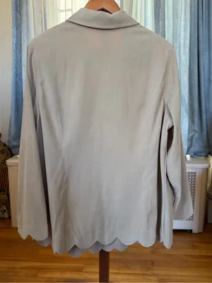 Roaman's Scalloped Edge Suede Trench Coat - Beige thumbnail 5