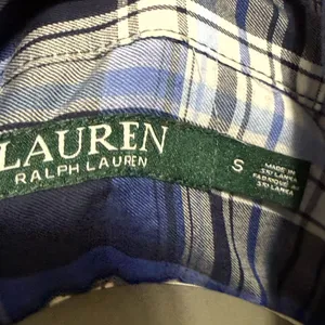 Ralph Lauren Men's Blue and Black Plaid Shirt thumbnail 3