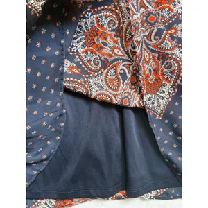 AUW Cold Shoulder Shift Dress Size 12 Navy Orange Paisley Boho 3/4 Sleeve 459477 thumbnail 5