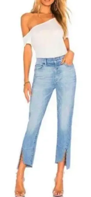 7 For All Mankind Ring-Detail Straight Jeans Riviera statement cropped capris thumbnail 1