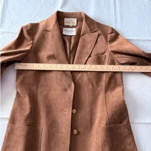 Abe‎ Schrader Vintage Tan Faux Suede Blazer Gold Crest Buttons ILGWU Size 10 thumbnail 12