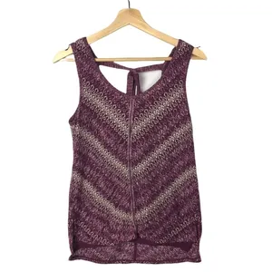 White House Black Market WHBM‎ Tie Back Purple Knit Sleeveless Sweater S thumbnail 3