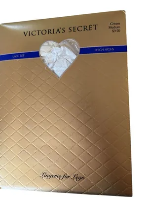 Victoria's Secret vintage Lace Top Thigh High Cream‎ Size Medium thumbnail 1