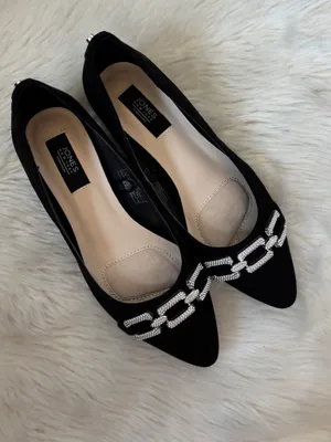Jones New York Black Pointed Toe Flats with Rhinestone Chain Accent thumbnail 9