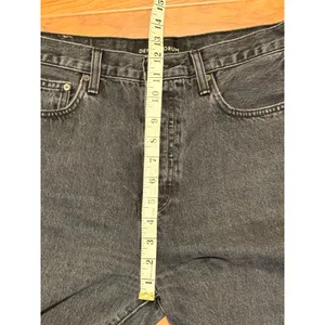 Denim Forum Farrah High Rise Wide Leg Jeans Washed Black 29 Raw Hem 26 Inseam thumbnail 6