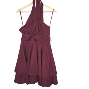 Alyce Paris Kalani Hilliker Burgundy Halter Keyhole Homecoming Dress M NWT thumbnail 2