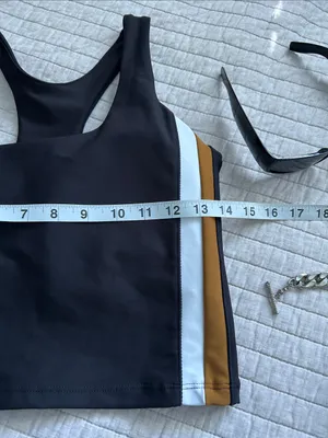 Sage black stripe workout racer back crop tank top M thumbnail 4