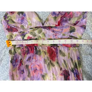 NWT Lulus Size Small Morgana Pink Multi Floral Satin Pleated Maxi Dress thumbnail 6